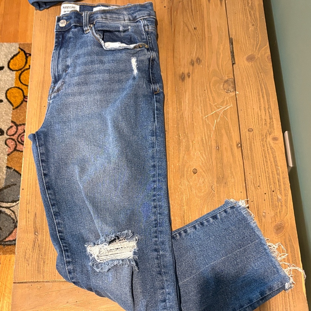 Kensie Blue Distressed Boyfriend Jeans
